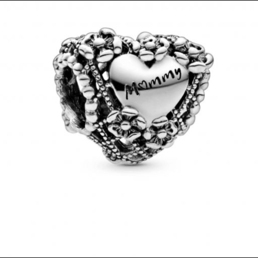 Mother’s Day Gift❤️Pandora open work mommy flower heart charm